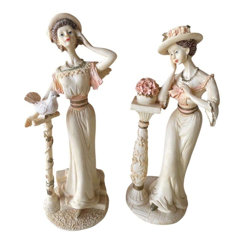 Set of Two Artmark Marlo Collection Vintage Lady Victorian Figurines.